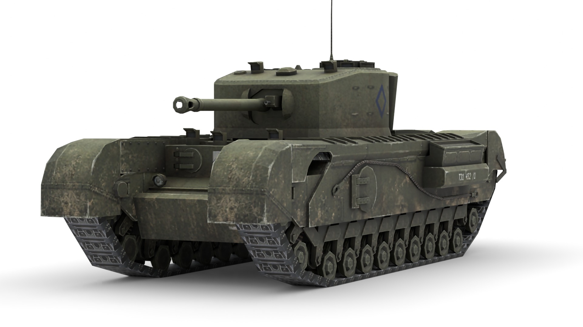 Churchill Mk VII - WWII British Infantry Tank 3D Model Low-poly 3D model_1