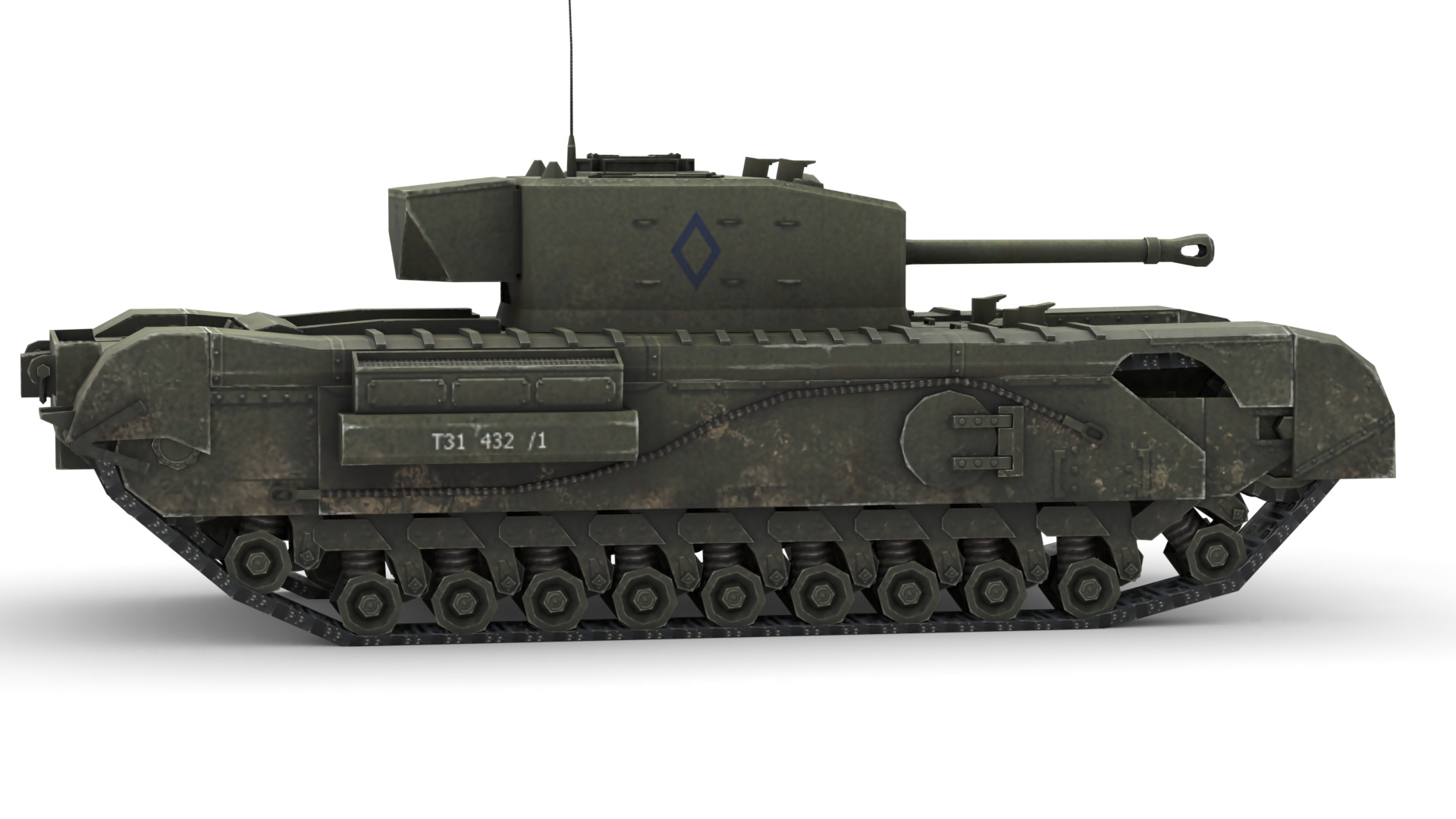 Churchill Mk VII - WWII British Infantry Tank 3D Model Low-poly 3D model_5