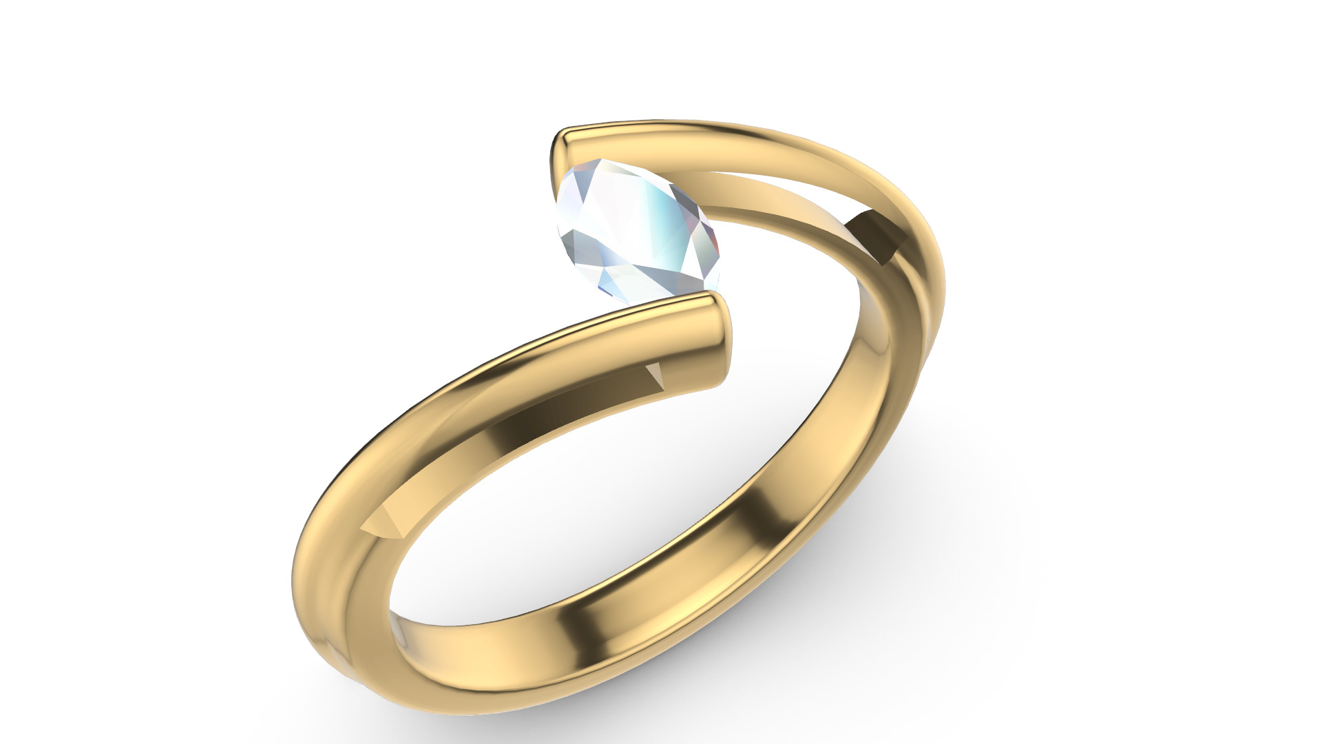 Marquise Engagement Ring 3D print model_8