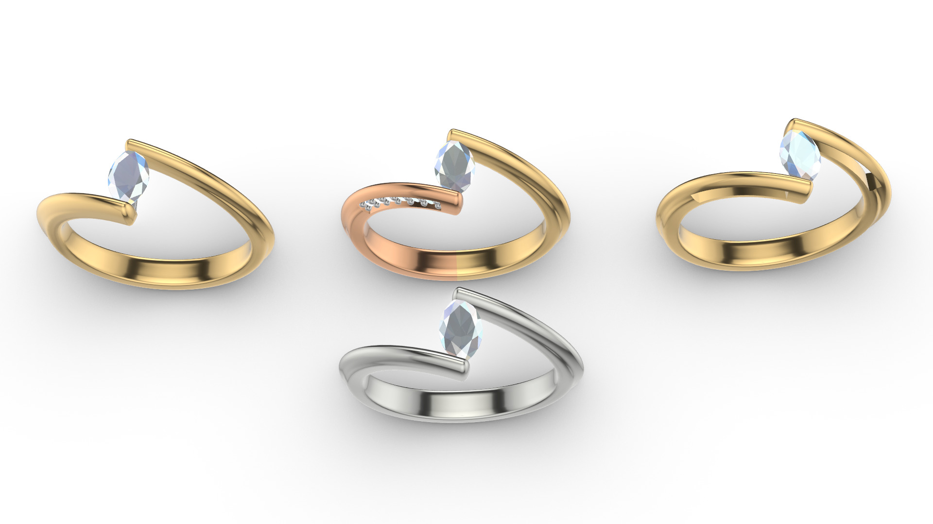Marquise Engagement Ring 3D print model_11