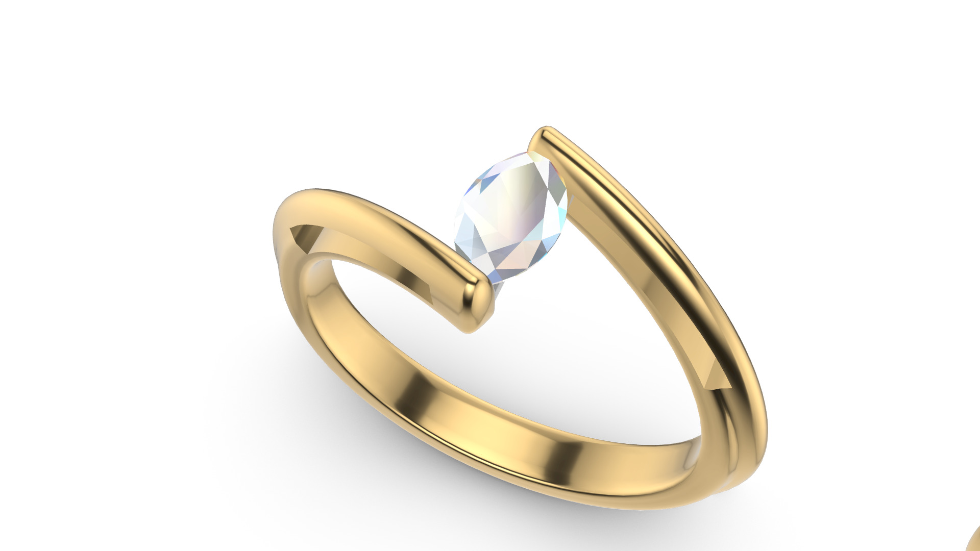 Marquise Engagement Ring 3D print model_7