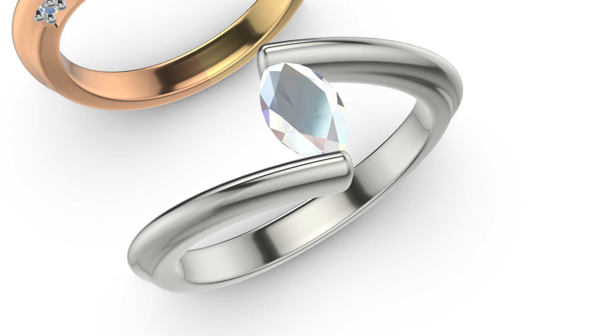 Marquise Engagement Ring 3D print model_10