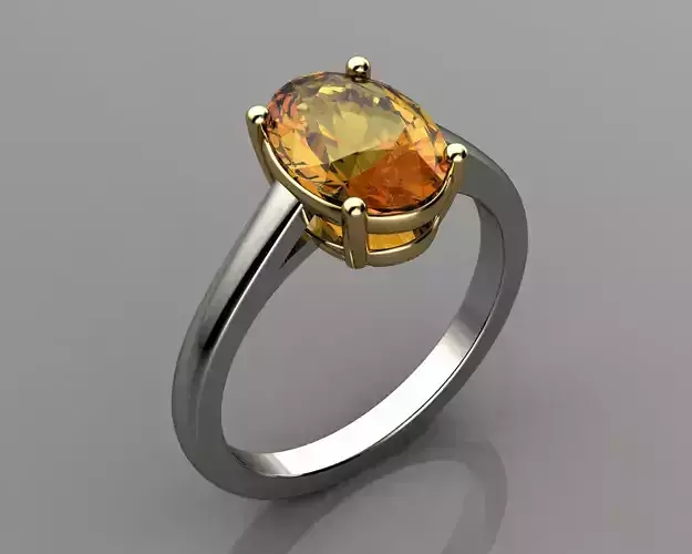 Citrine White And Yellow Gold 18k Wedding Ring