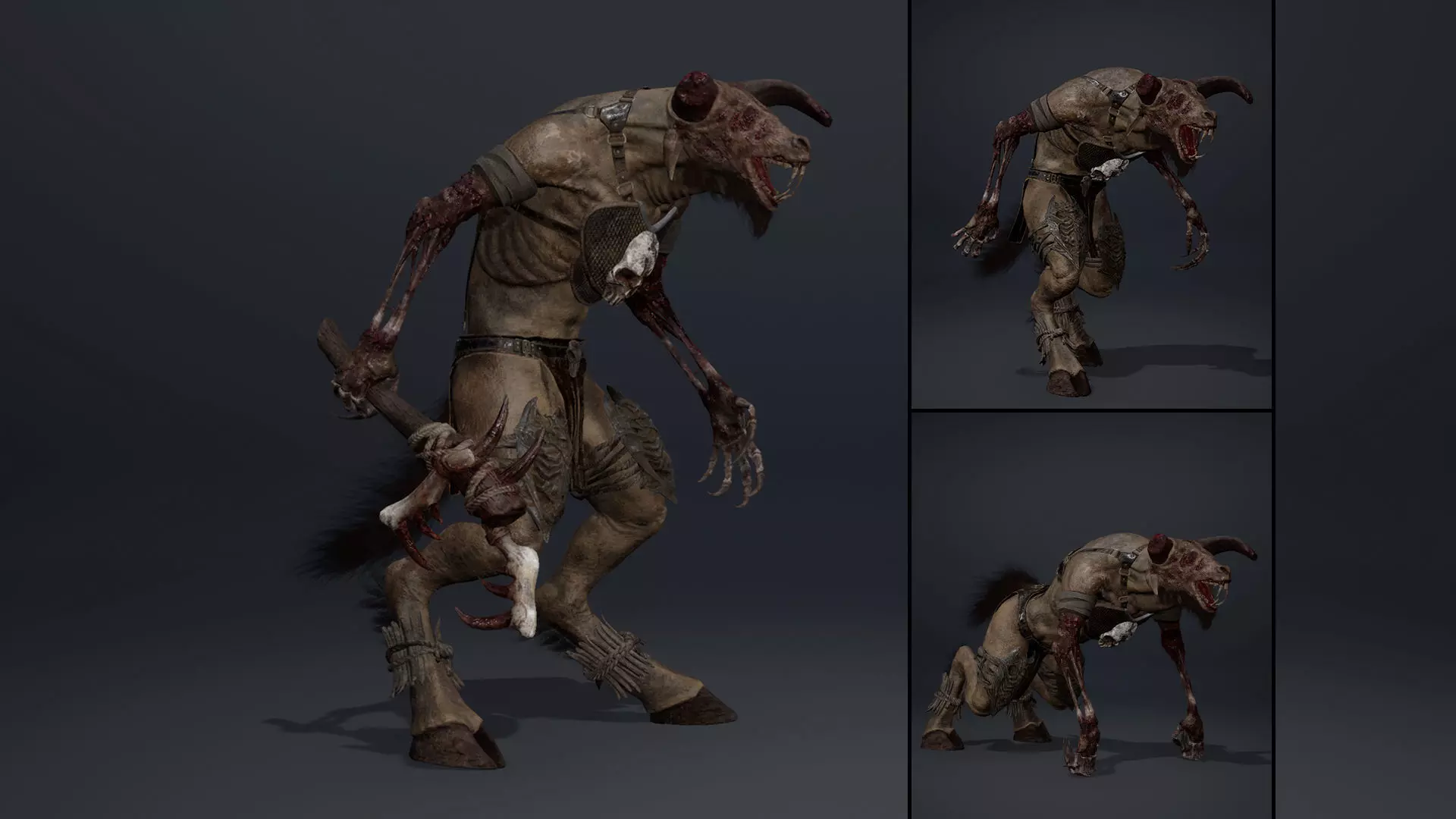 Night Barbarian Damaged Low-poly 3D model