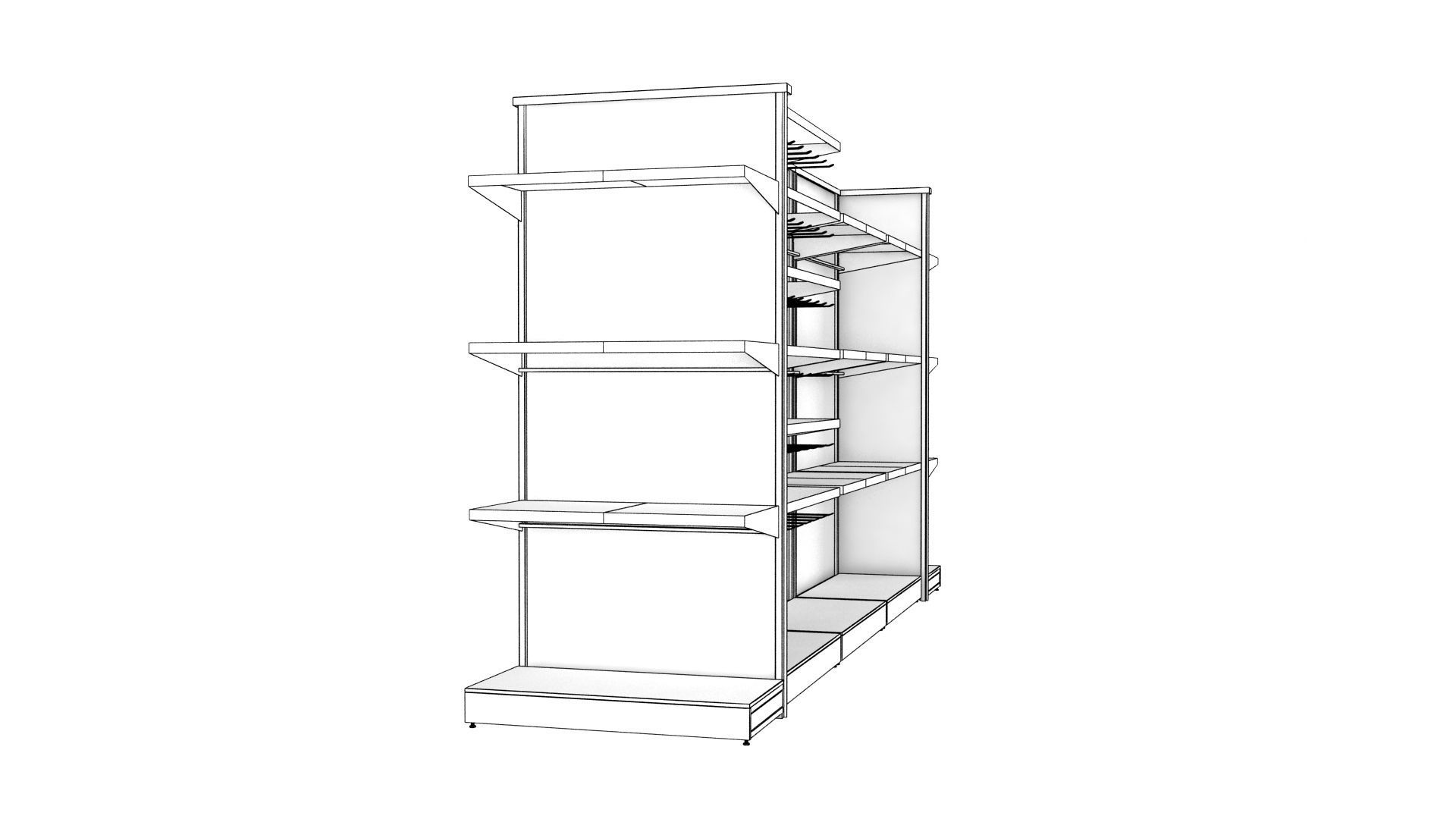 modular store shelving for grocery or retail 3D model_7