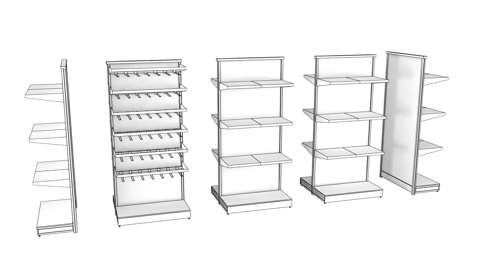modular store shelving for grocery or retail 3D model_9
