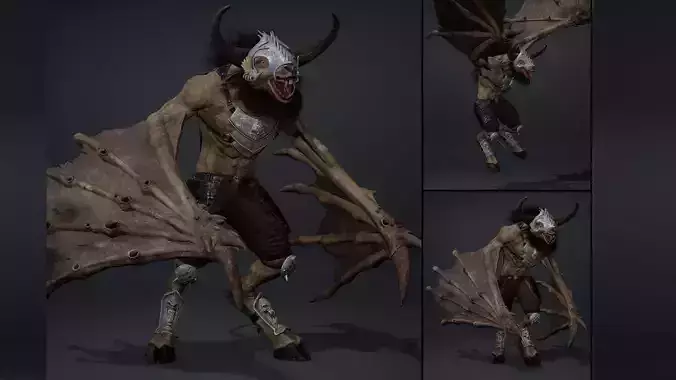 Night Spearman Wing2 Low-poly 3D model