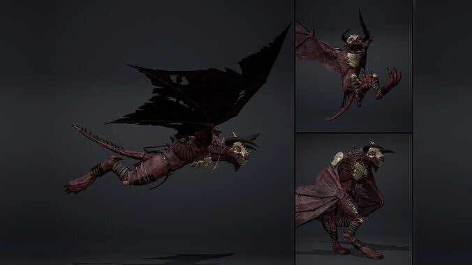 Night Spearman Wing1 Low-poly 3D model