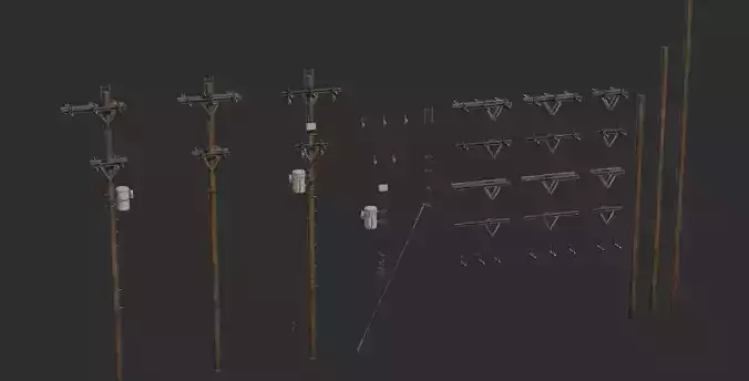 Modular Electricity Poles - Game Ready 3D Model Pack