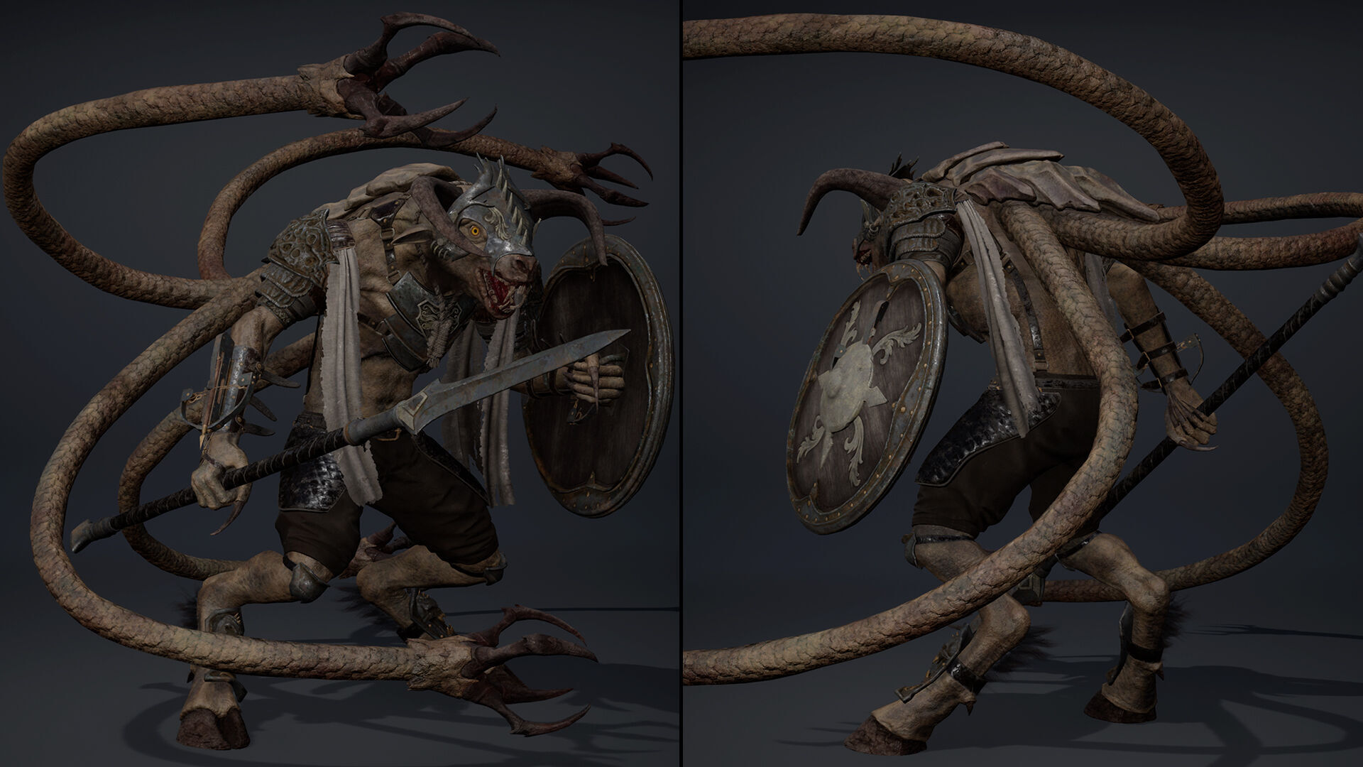 Night Spearman Tentacle Low-poly 3D model_5