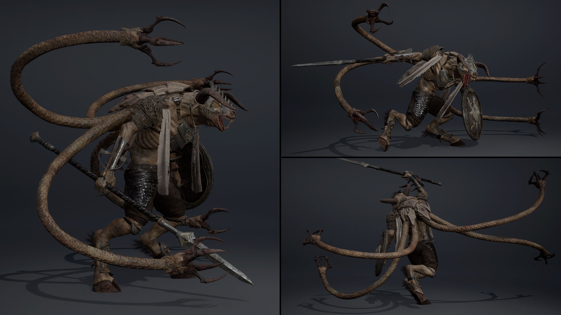 Night Spearman Tentacle Low-poly 3D model_6