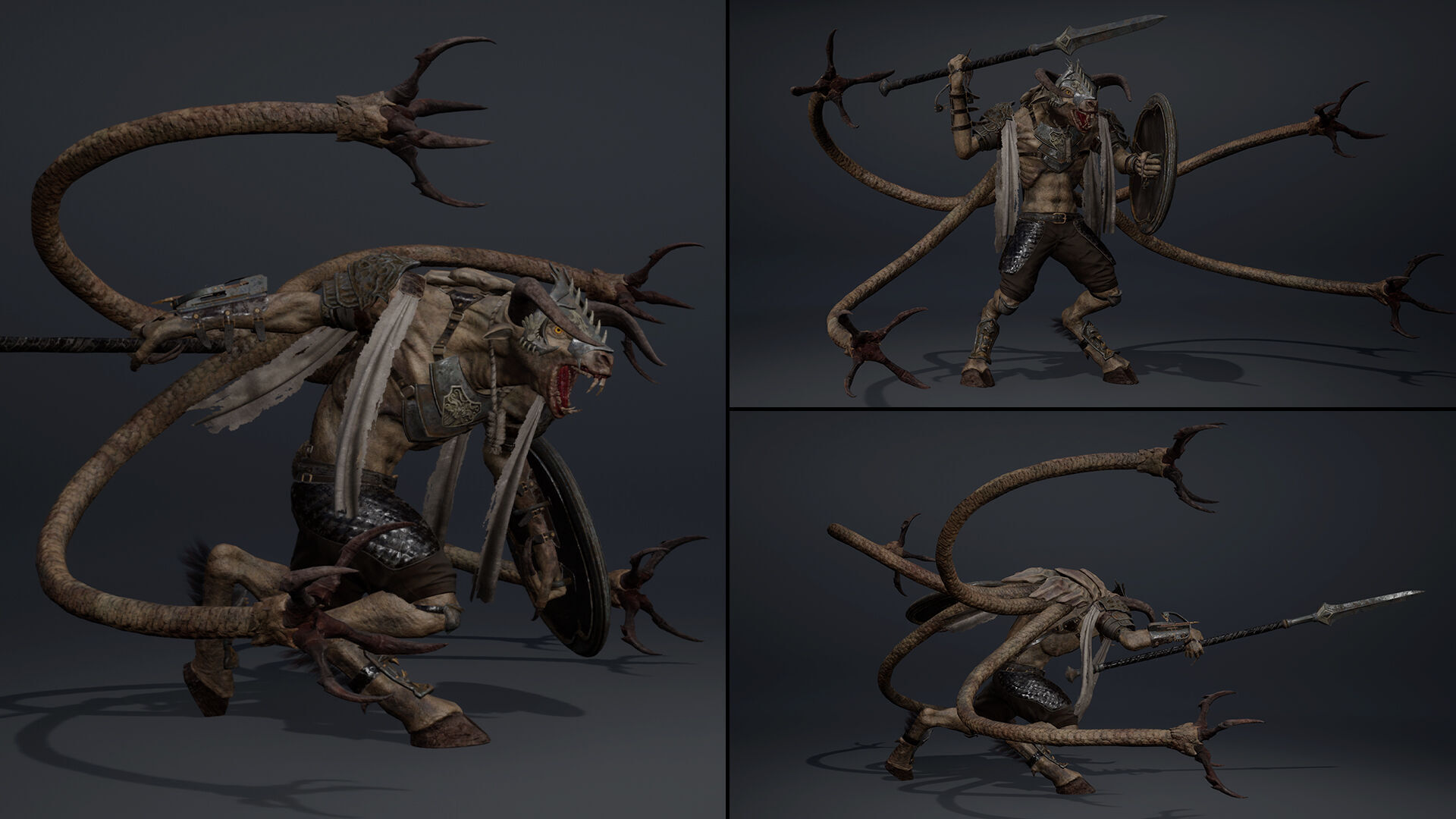 Night Spearman Tentacle Low-poly 3D model_8