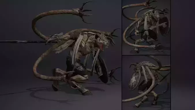 Night Spearman Tentacle Low-poly 3D model