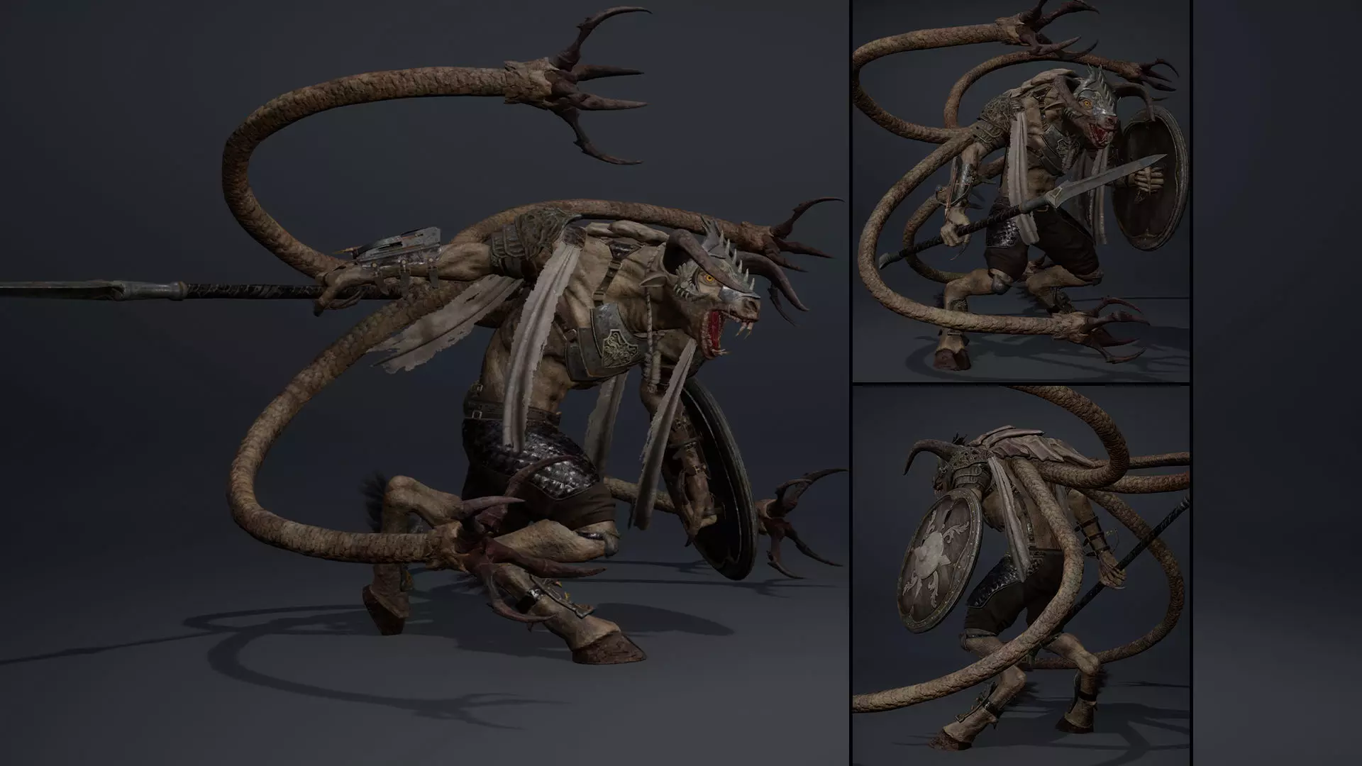 Night Spearman Tentacle Low-poly 3D model_0