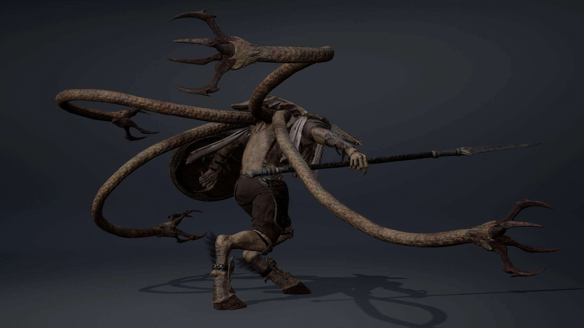 Night Spearman Tentacle Low-poly 3D model_22