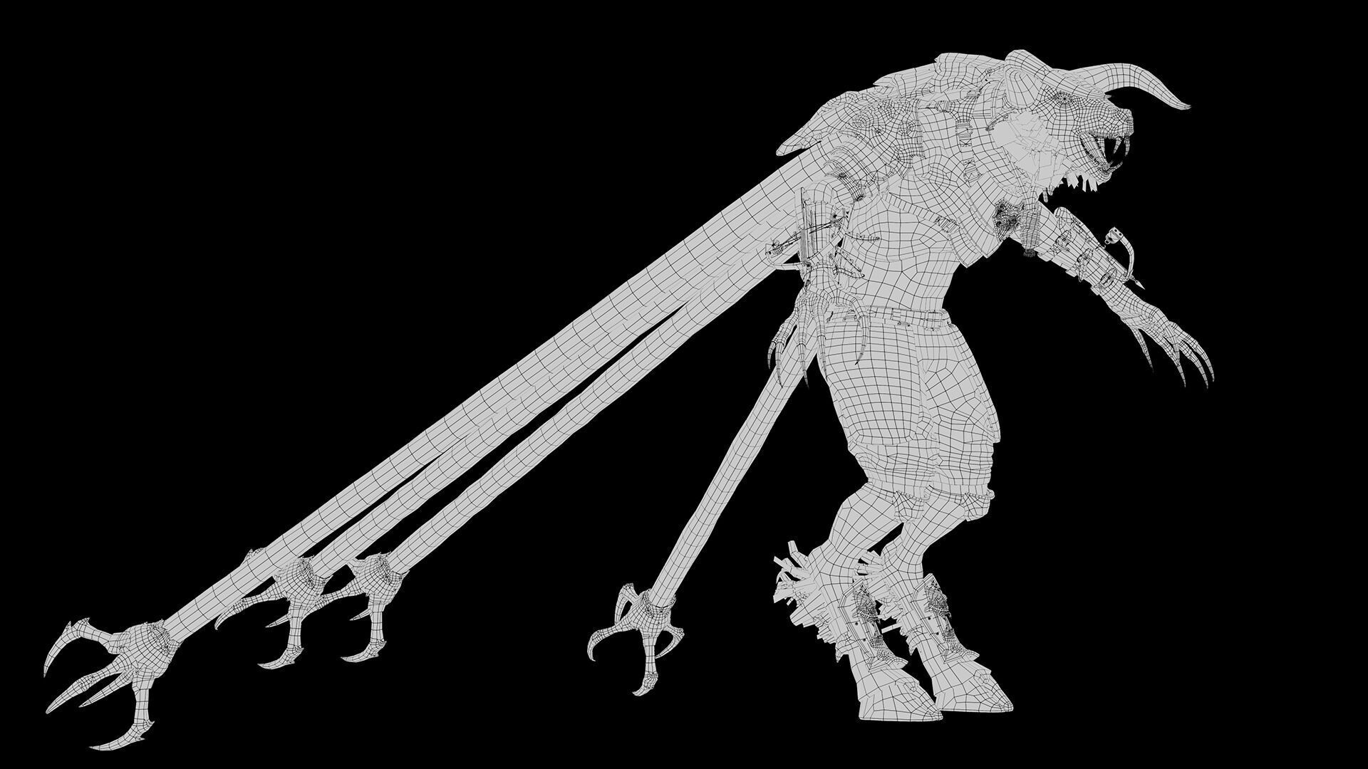 Night Spearman Tentacle Low-poly 3D model_23