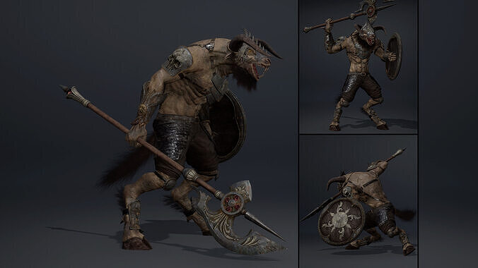 Night Spearman Arm2 Brutal Low-poly 3D model