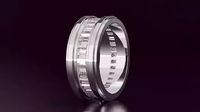 channel set baguette straight eternity band N12 54EU size 3D print model