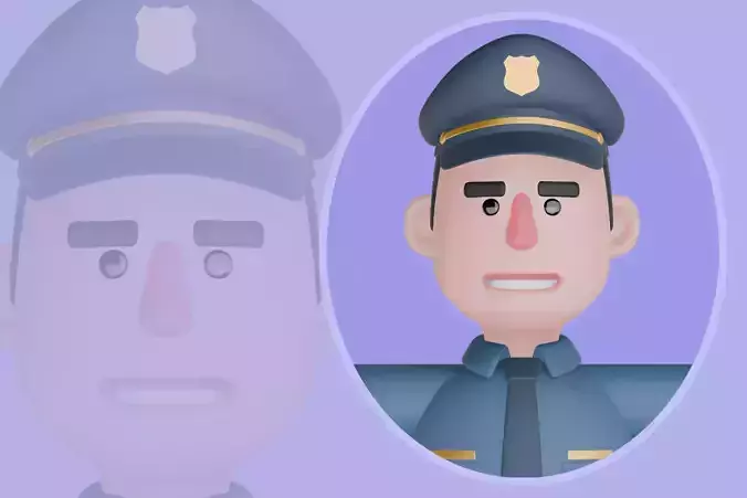 Stylized 3D Police Officer Character - Cartoon Cop in T-Pose