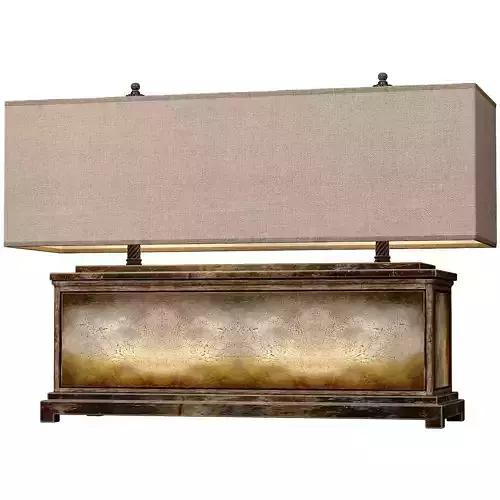 Large Bronze Table Lamp Loft Metal Rustic Antique Nightstand