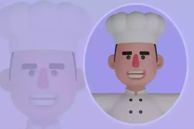 Stylized 3D Chef Character - Cartoon Male Cook Model in T-Pose
