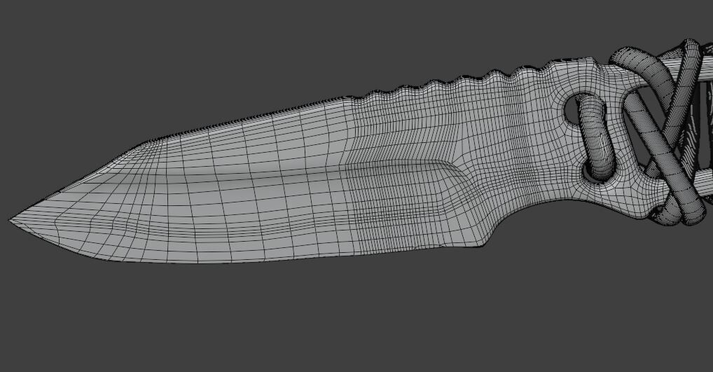 Knife with Rope Grip 3D Model 3D model_2