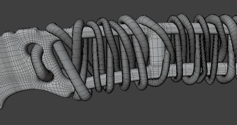 Knife with Rope Grip 3D Model 3D model_4