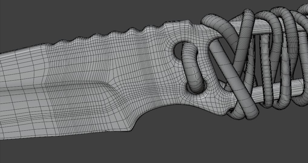 Knife with Rope Grip 3D Model 3D model_3