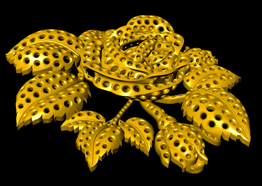 Rose pendant 3D print model_7