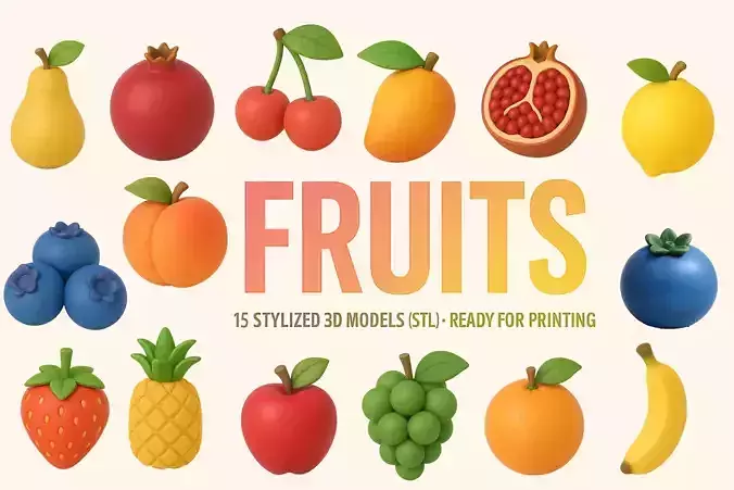 FRUIT FRIENDS PACK SET OF 15 PRINTABLE MODELS 3D print model