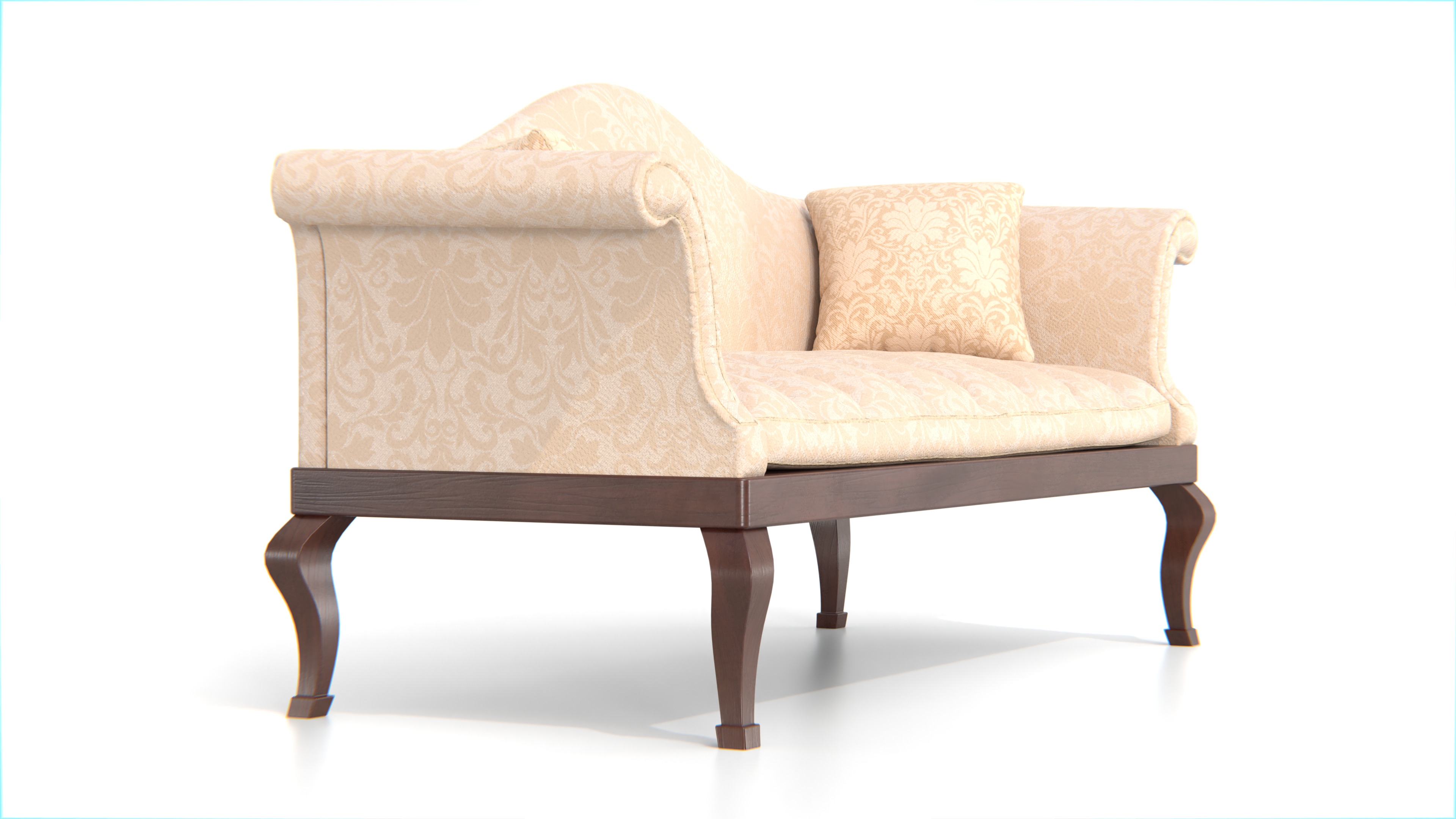 Vintage Camelback Settee Sofa Low-poly 3D model_2