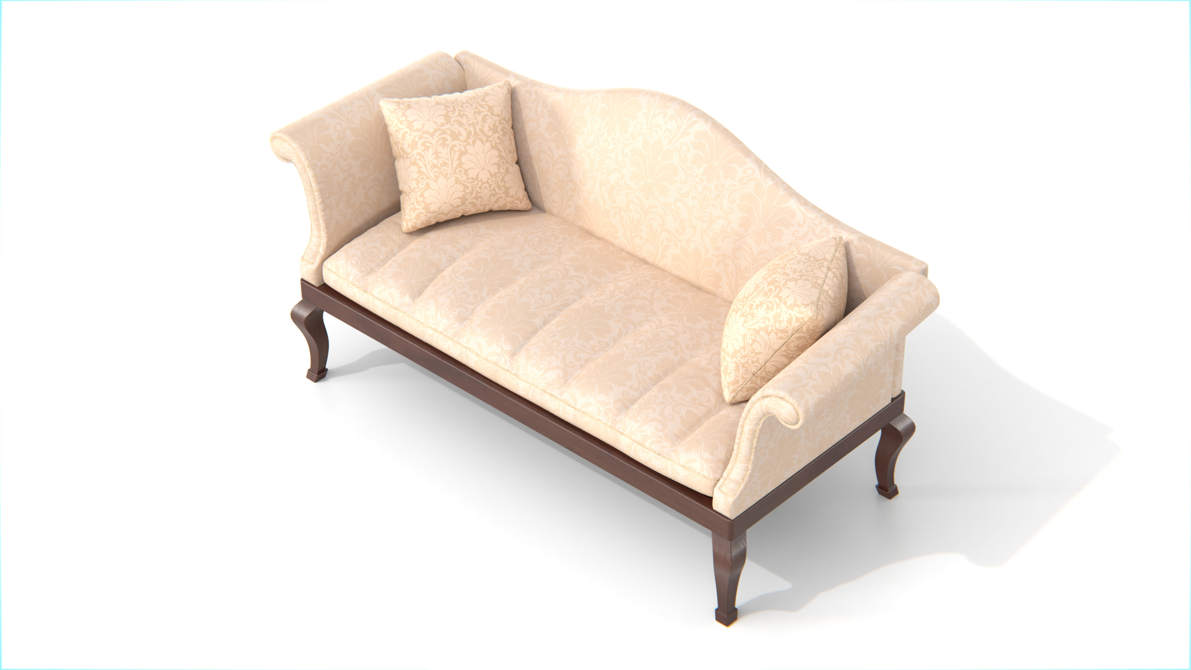 Vintage Camelback Settee Sofa Low-poly 3D model_3