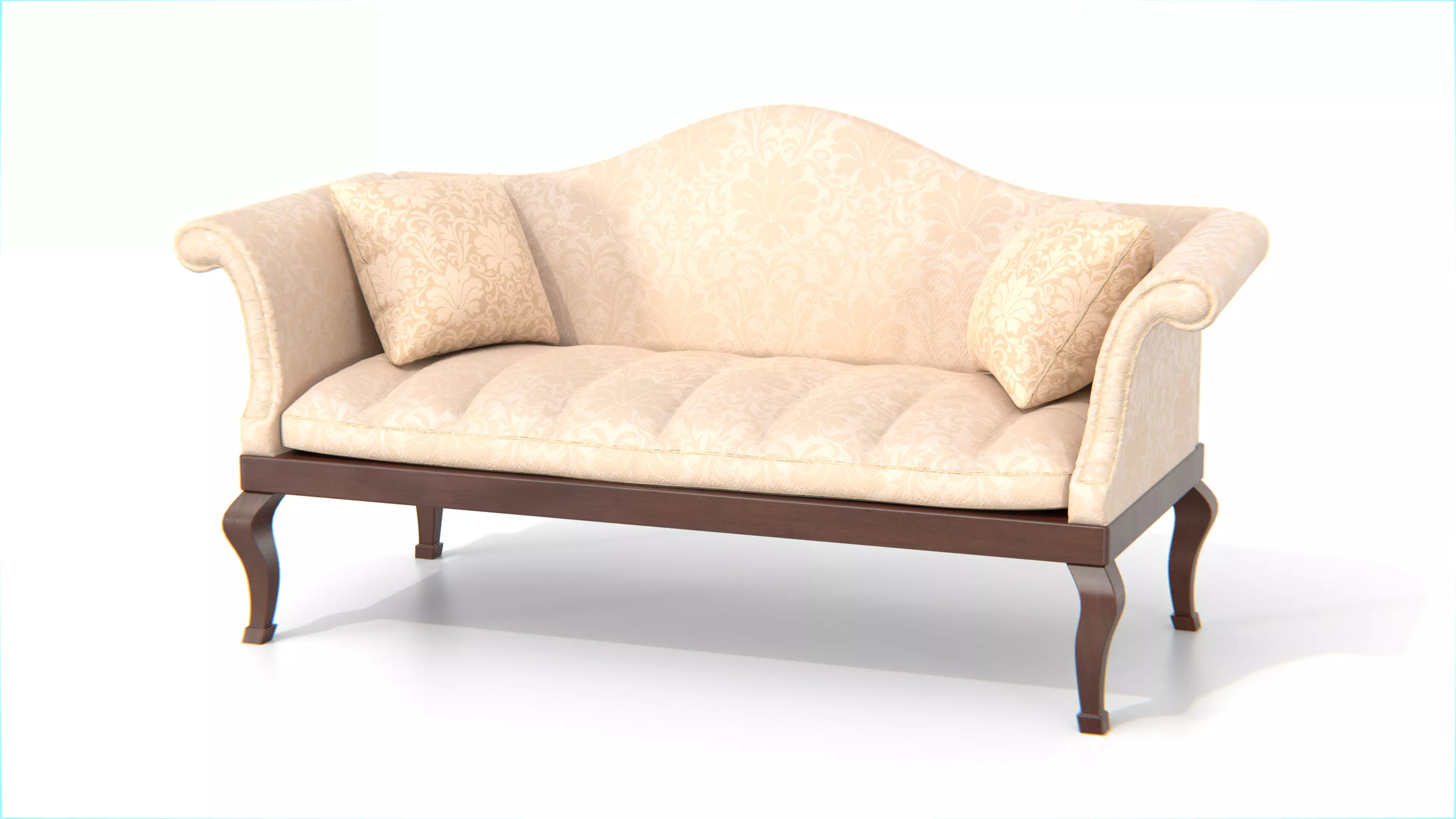 Vintage Camelback Settee Sofa Low-poly 3D model_0