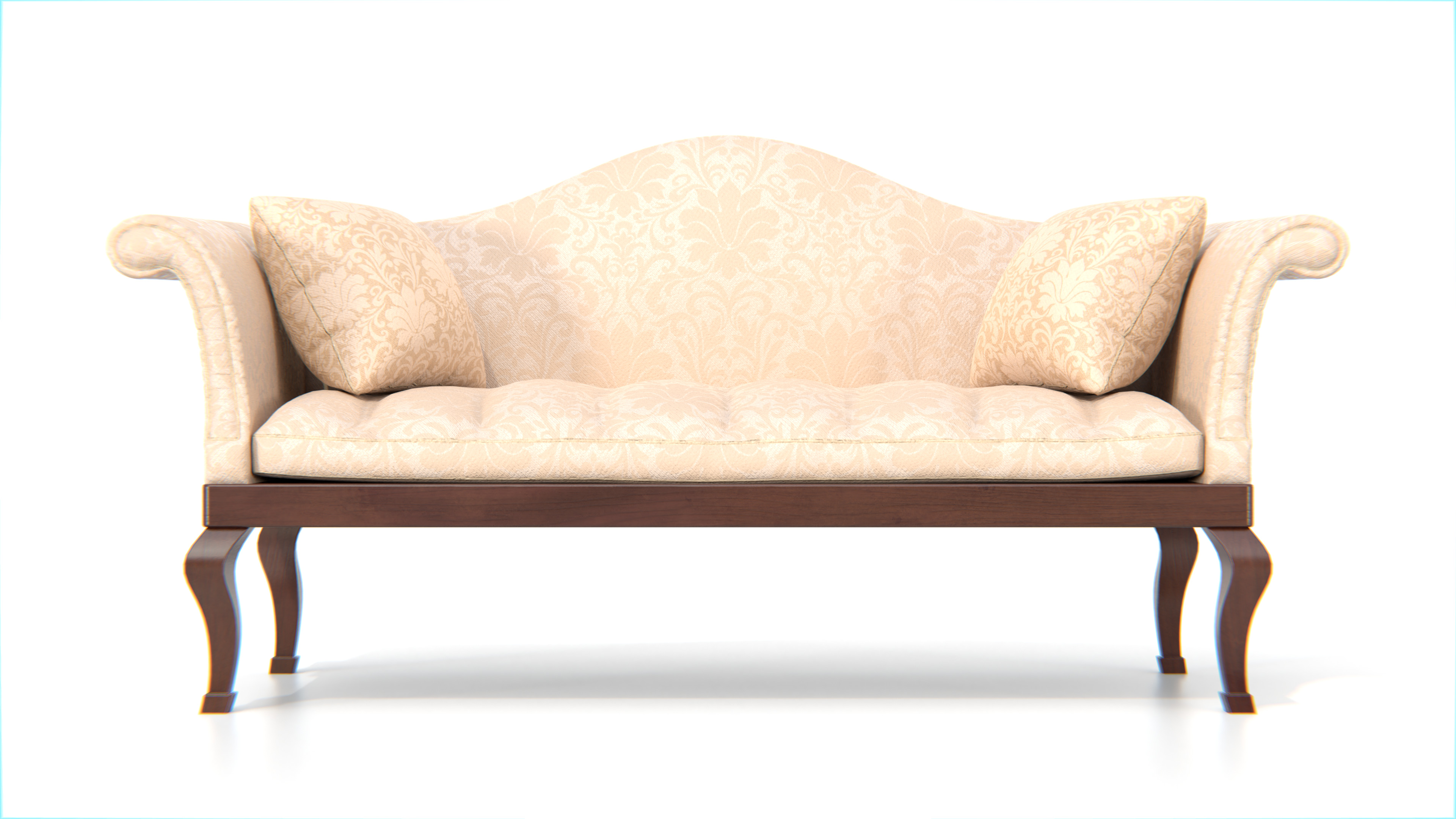 Vintage Camelback Settee Sofa Low-poly 3D model_1