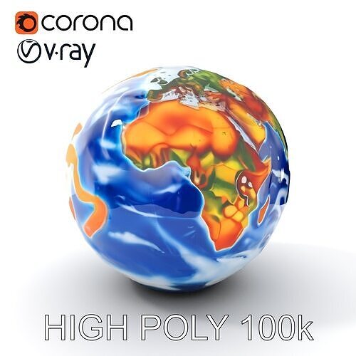 Highly Detailed Earth Globe Model Pack with Topography Low-poly 3D model