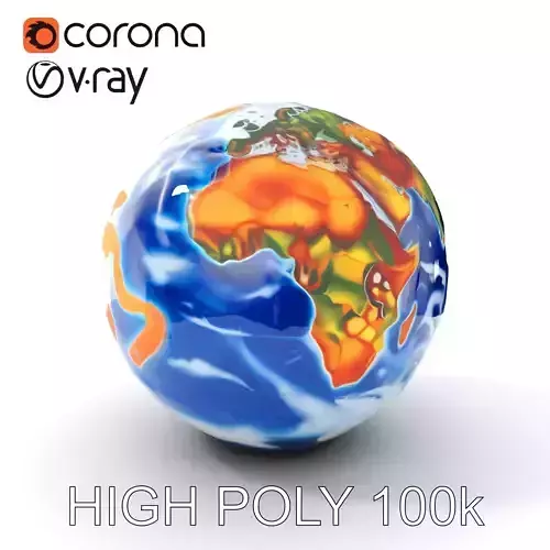 Highly Detailed Earth Globe Model Pack with Topography Low-poly 3D model