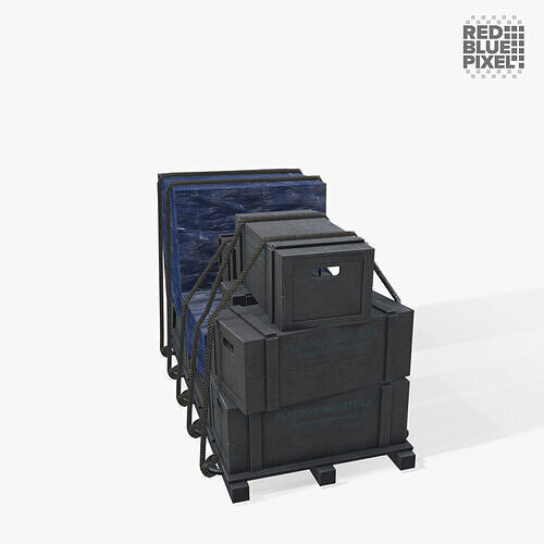 Boxes and crates Low-poly 3D model