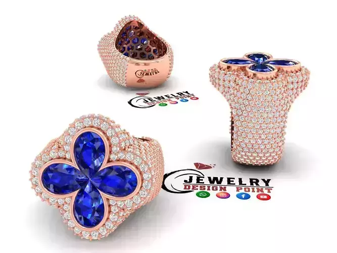 Custom Pear Diamond Iceout Ring - Pear Stone Ring 