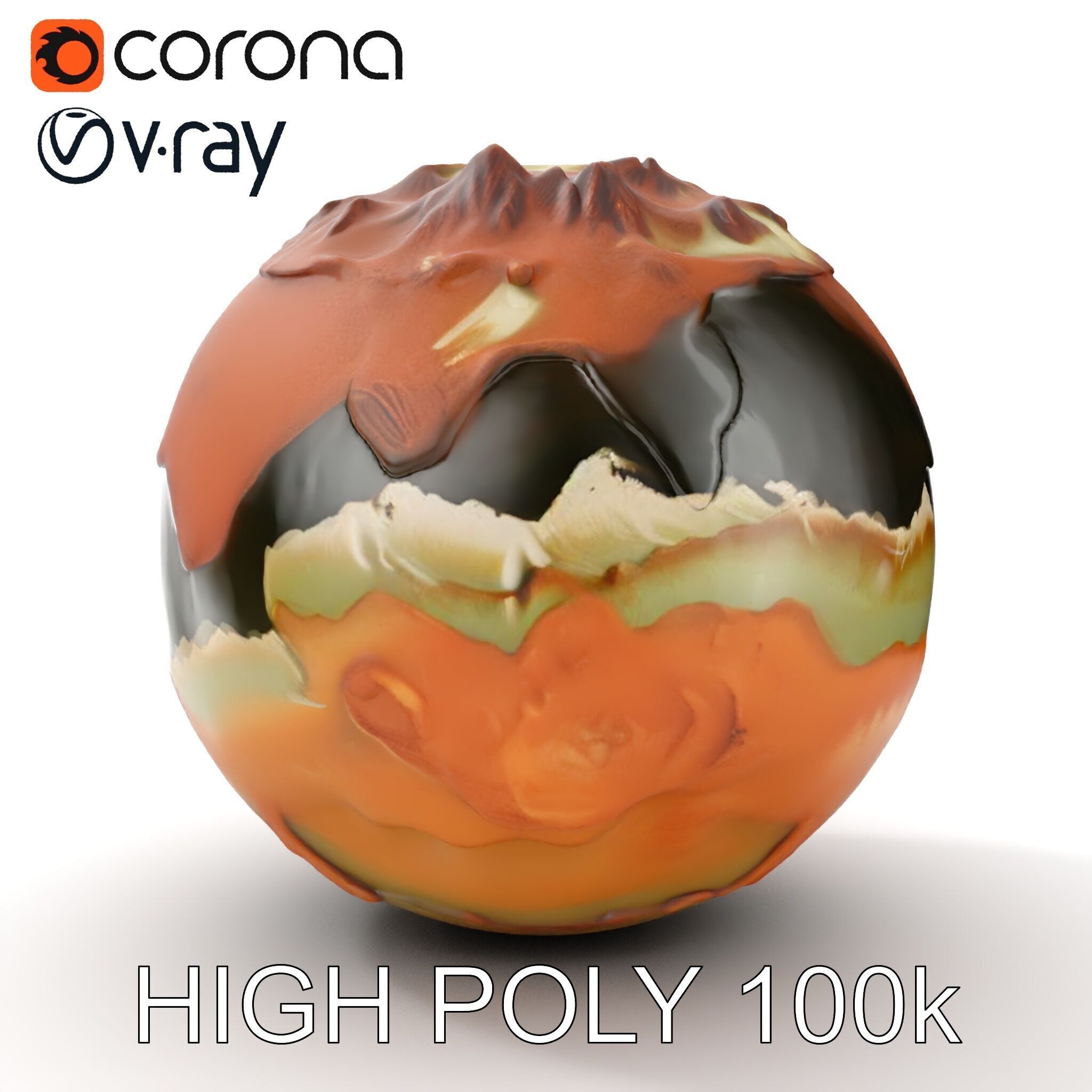 Planetary Terrain Sphere Model Pack Low-poly 3D model_19