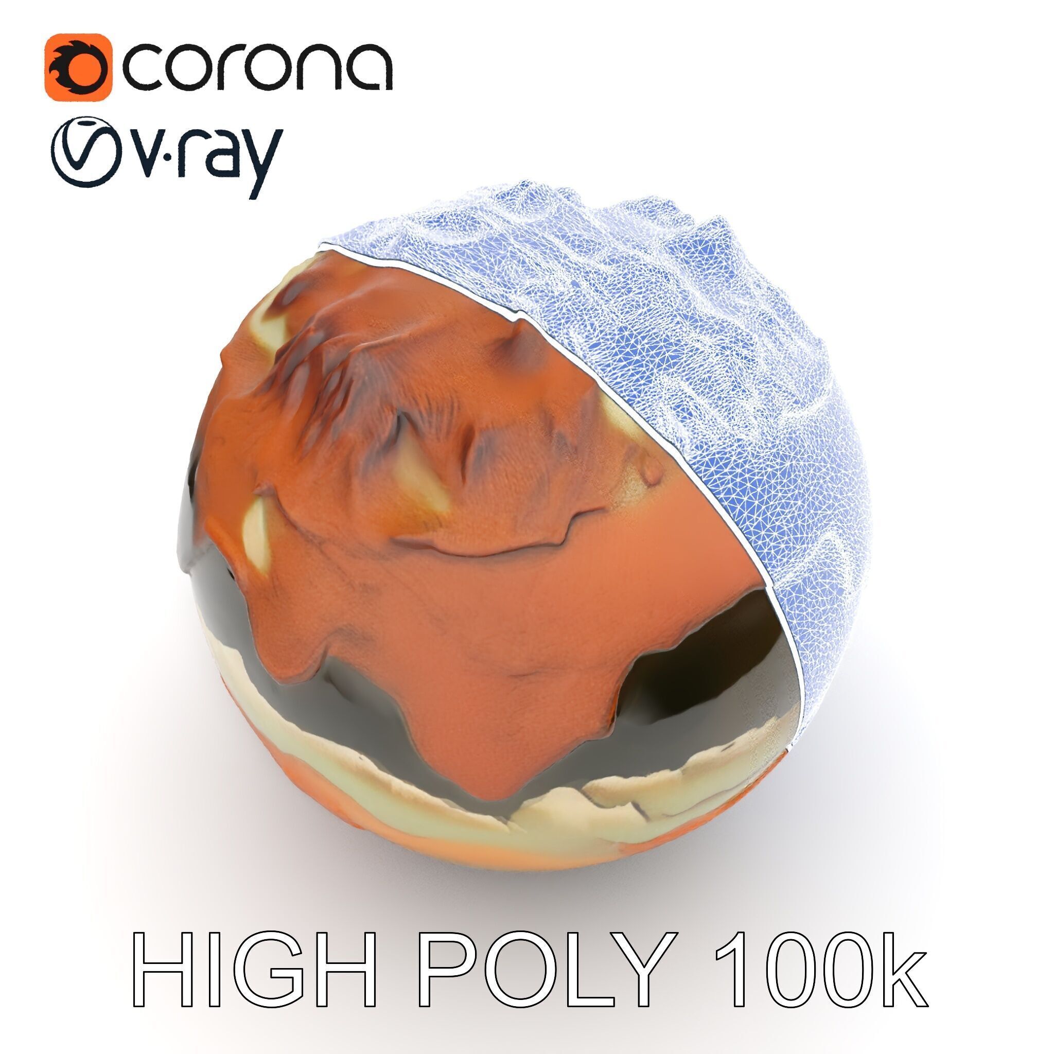 Planetary Terrain Sphere Model Pack Low-poly 3D model_22