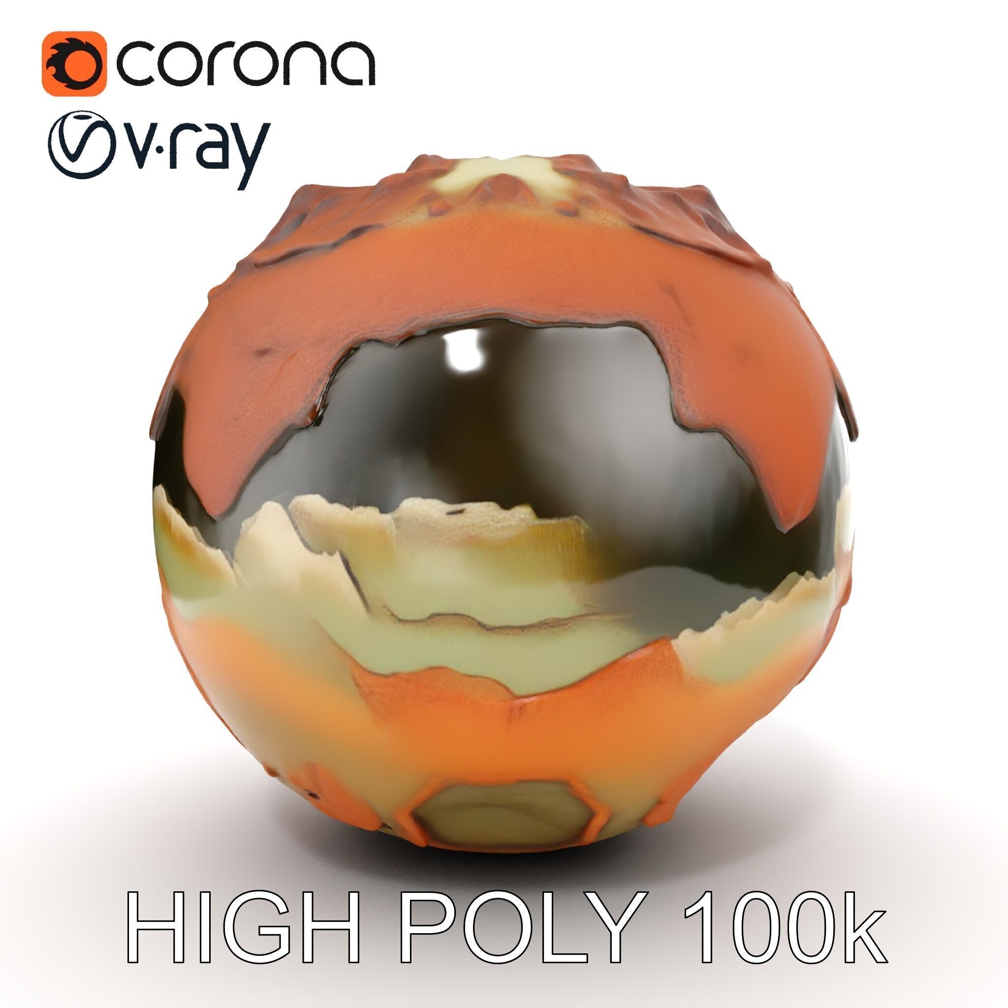 Planetary Terrain Sphere Model Pack Low-poly 3D model_20