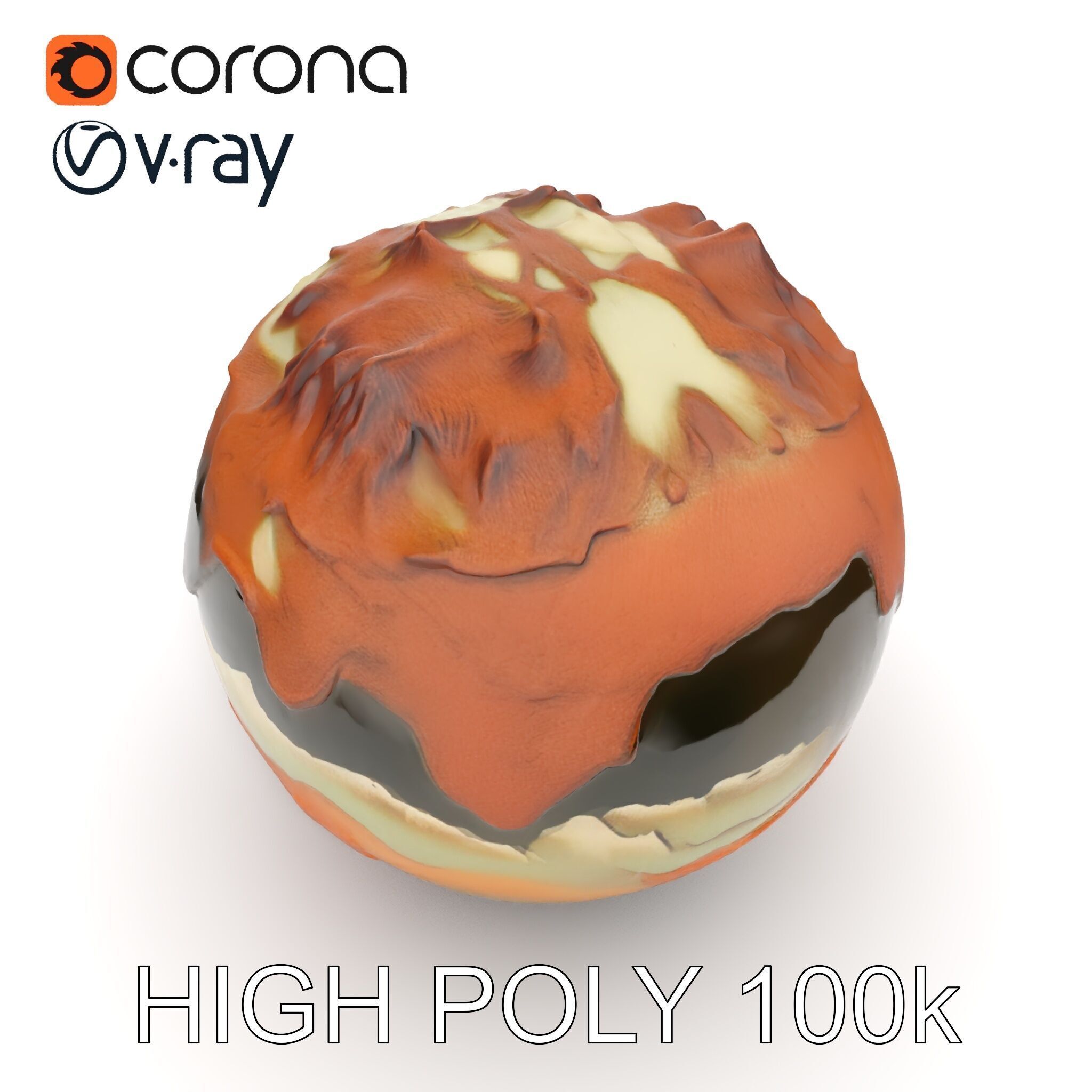 Planetary Terrain Sphere Model Pack Low-poly 3D model_13