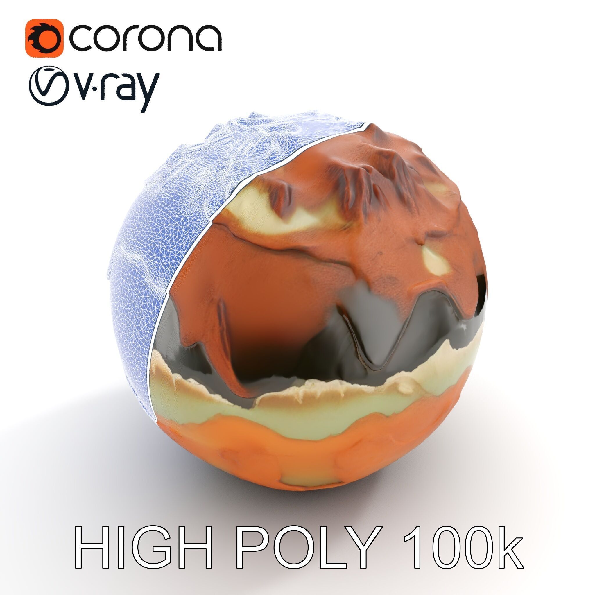 Planetary Terrain Sphere Model Pack Low-poly 3D model_7