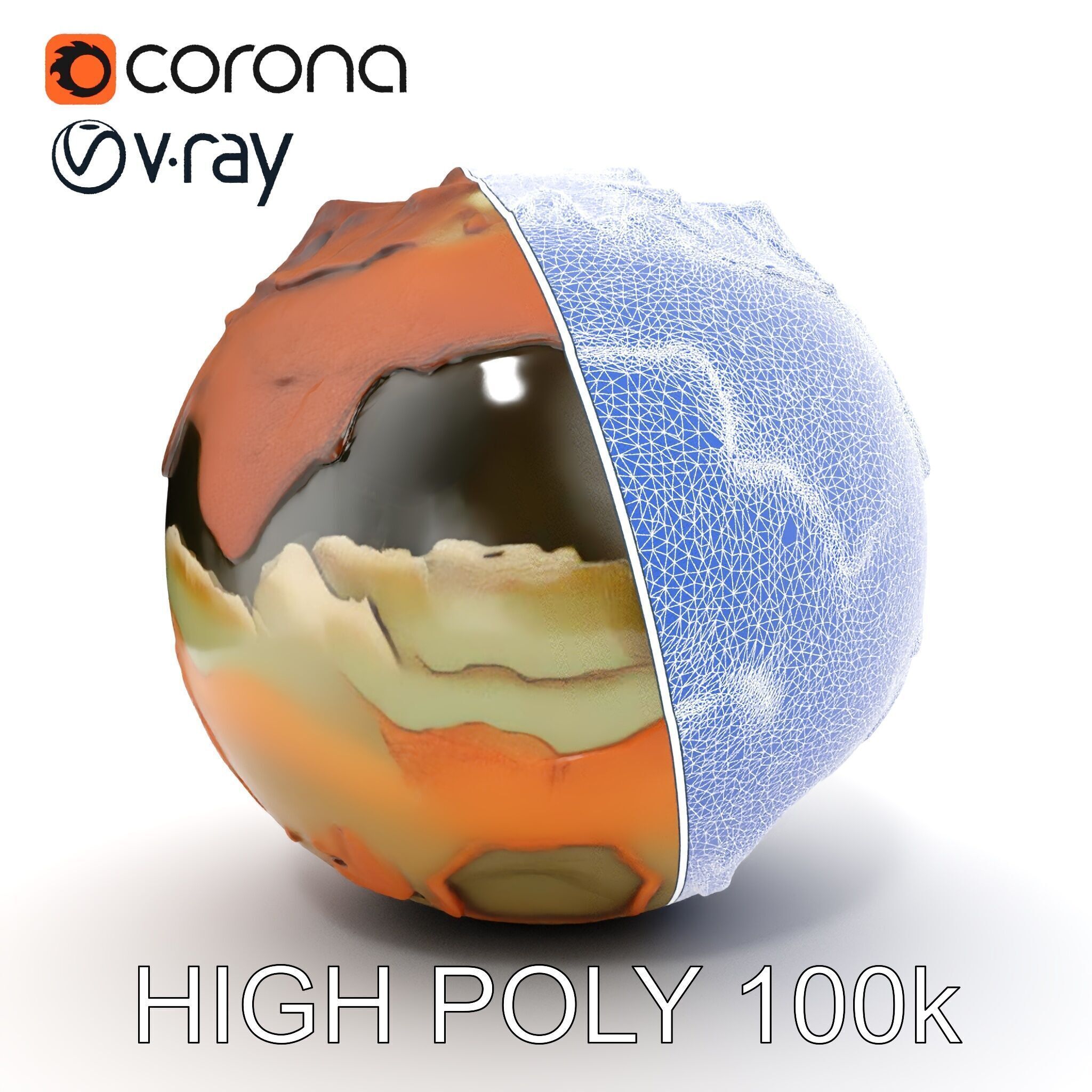 Planetary Terrain Sphere Model Pack Low-poly 3D model_25