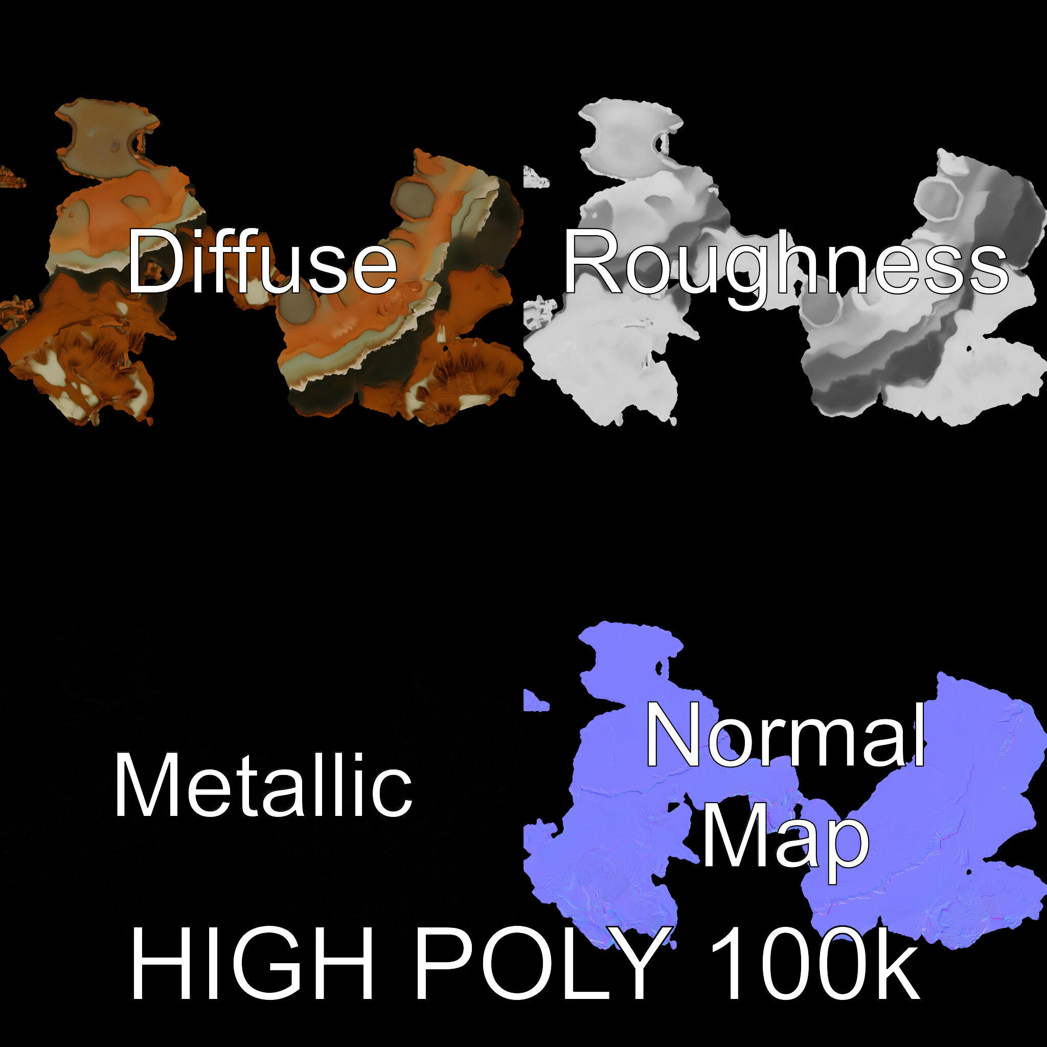 Planetary Terrain Sphere Model Pack Low-poly 3D model_4