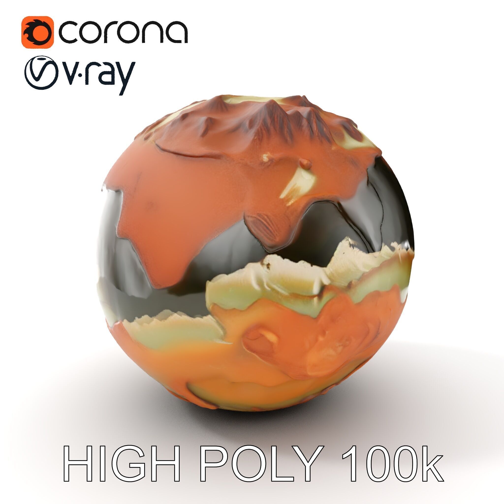 Planetary Terrain Sphere Model Pack Low-poly 3D model_28