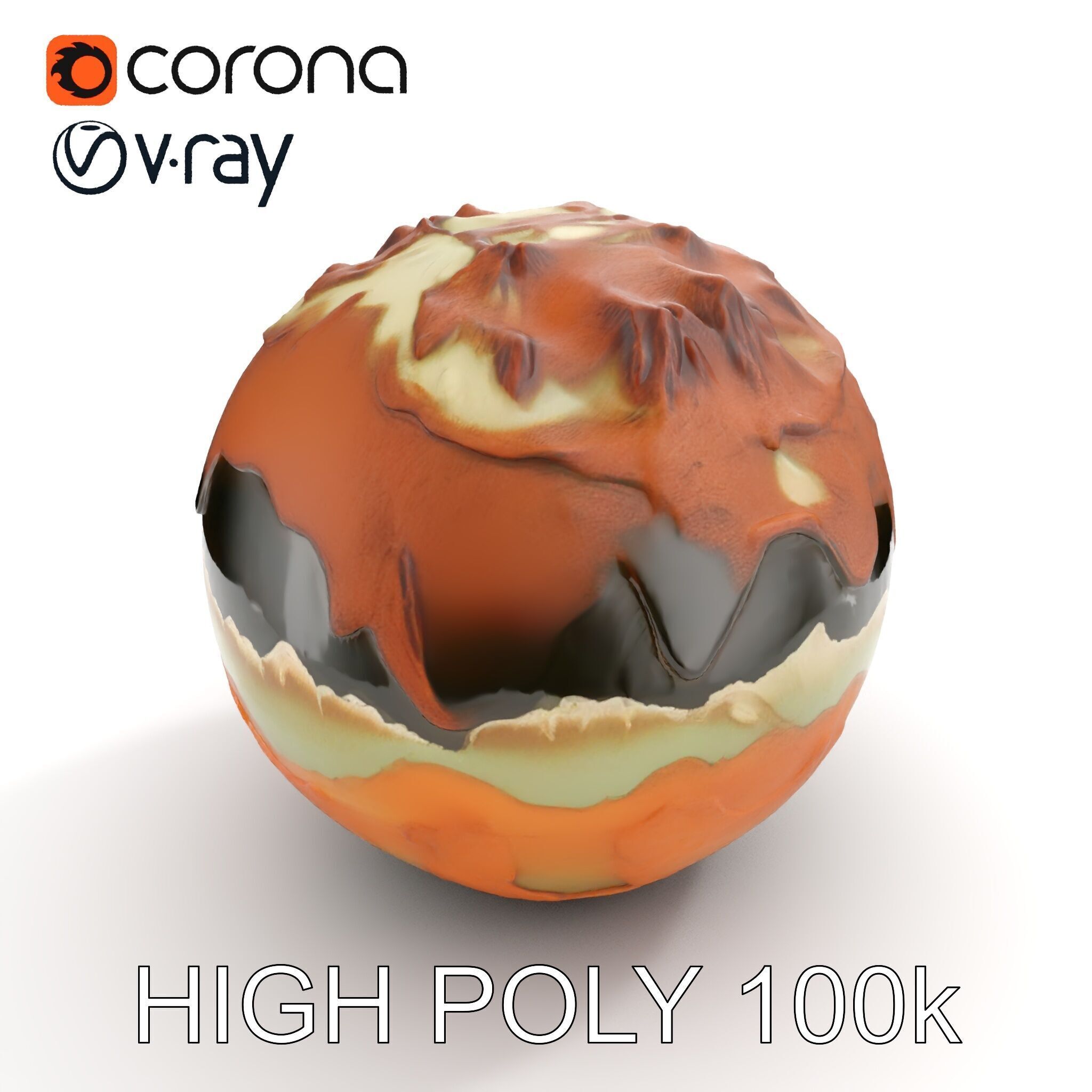 Planetary Terrain Sphere Model Pack Low-poly 3D model_8