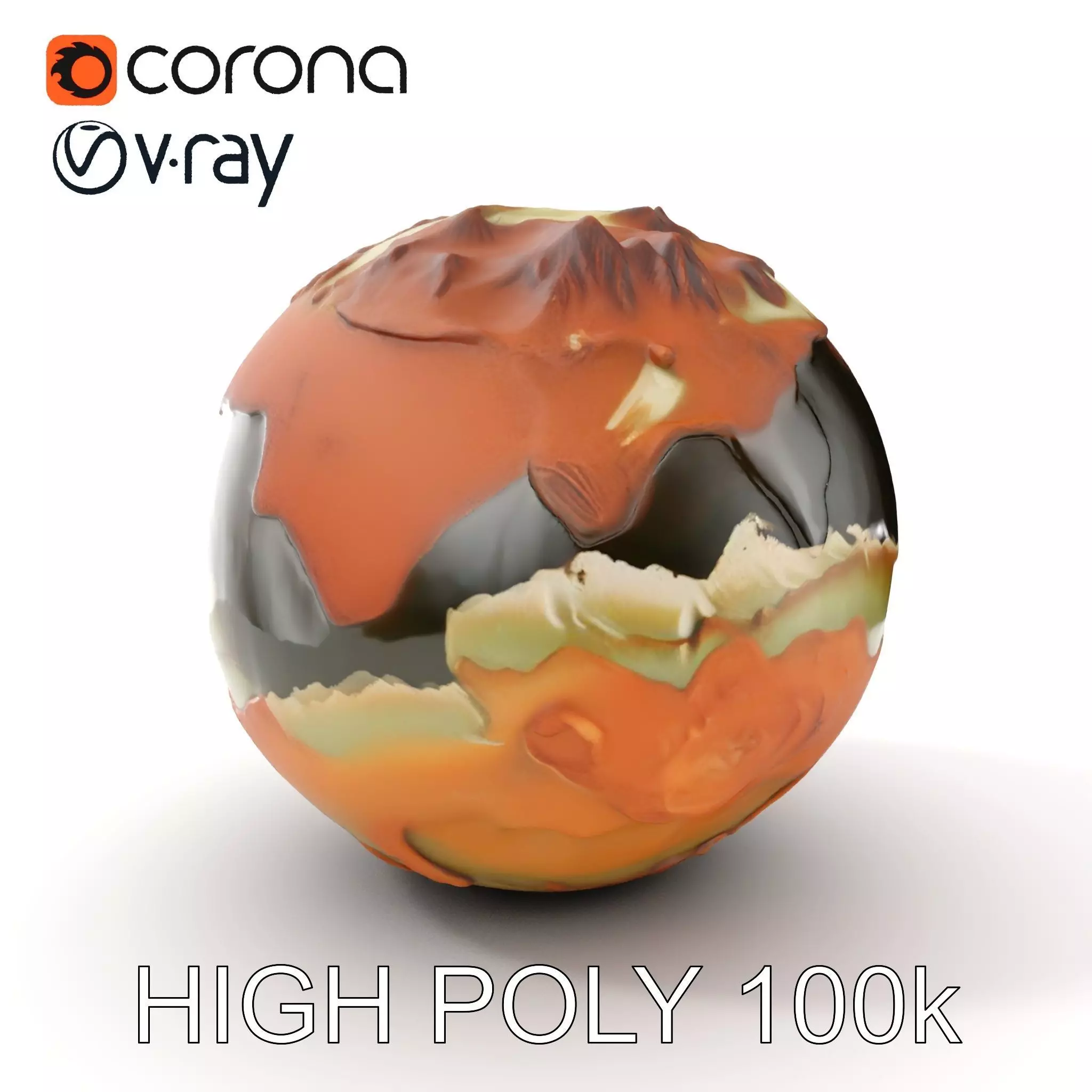 Planetary Terrain Sphere Model Pack Low-poly 3D model_0