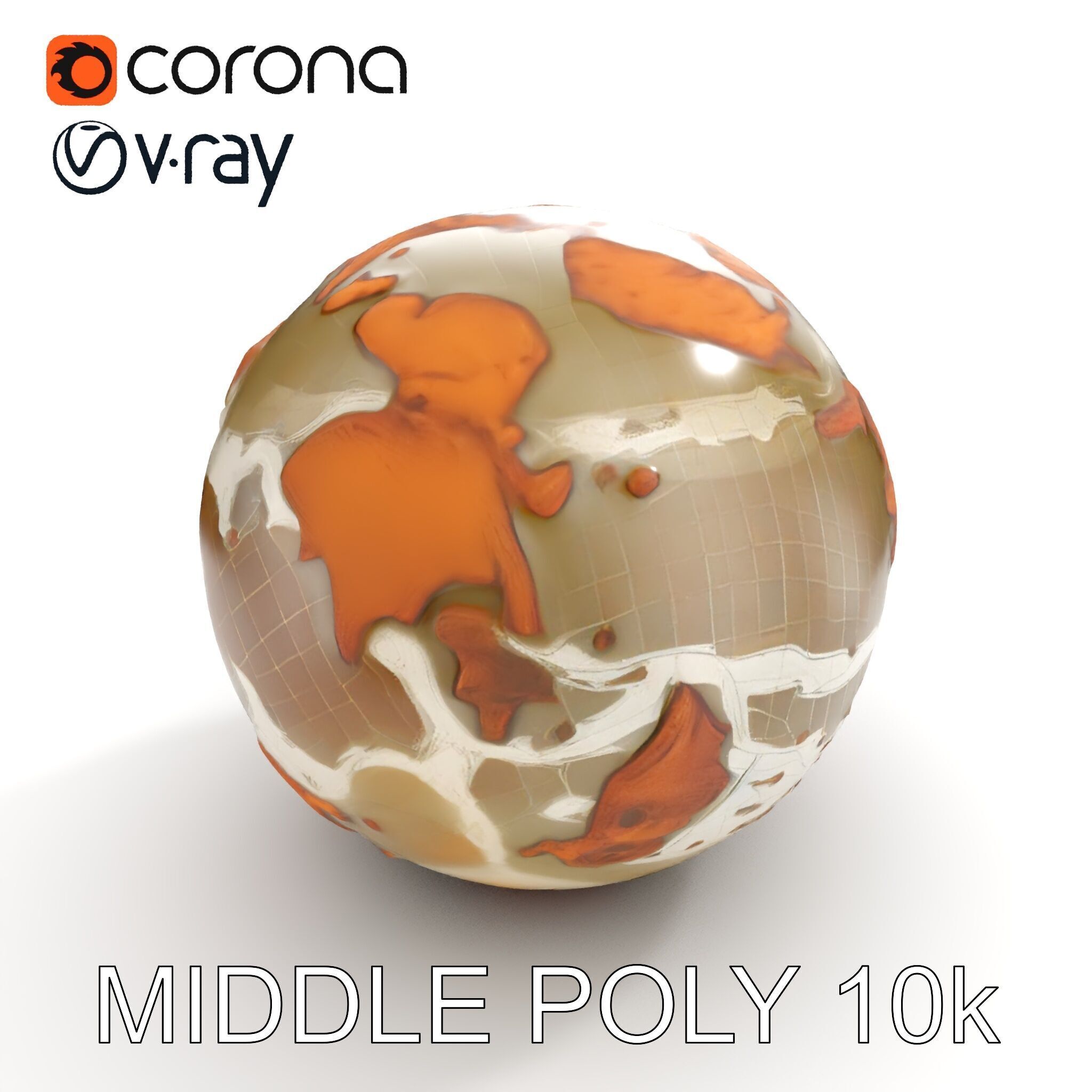 Detailed Topographic Globe Model Pack Low-poly 3D model_18