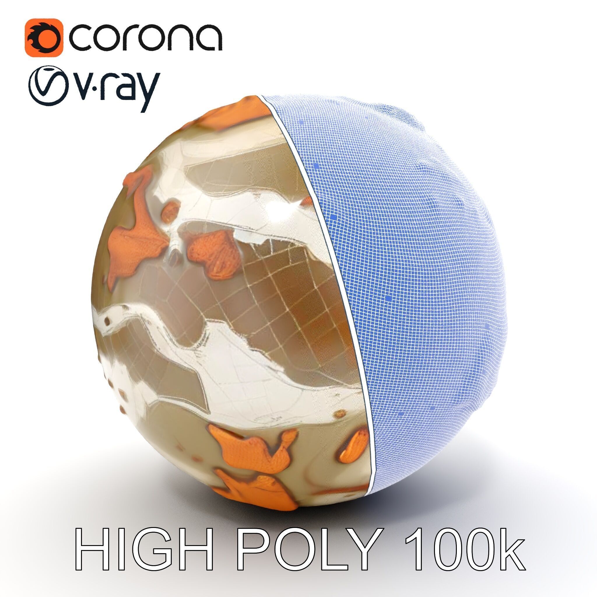 Detailed Topographic Globe Model Pack Low-poly 3D model_20